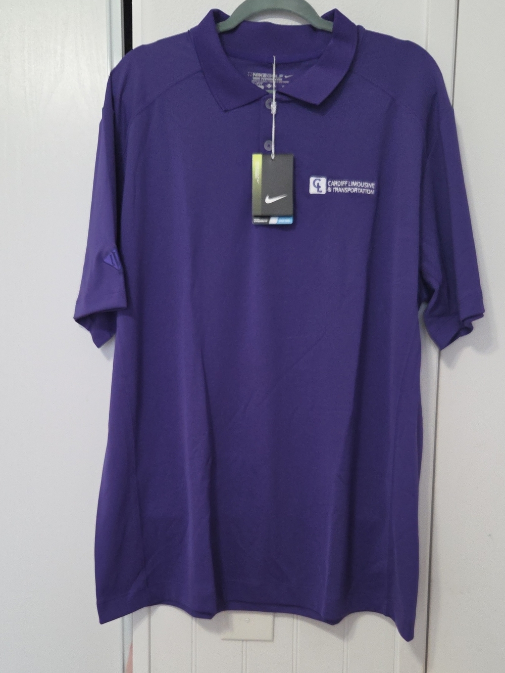 Nike Purple Polo with Cardiff Limousine & Transportation Logo